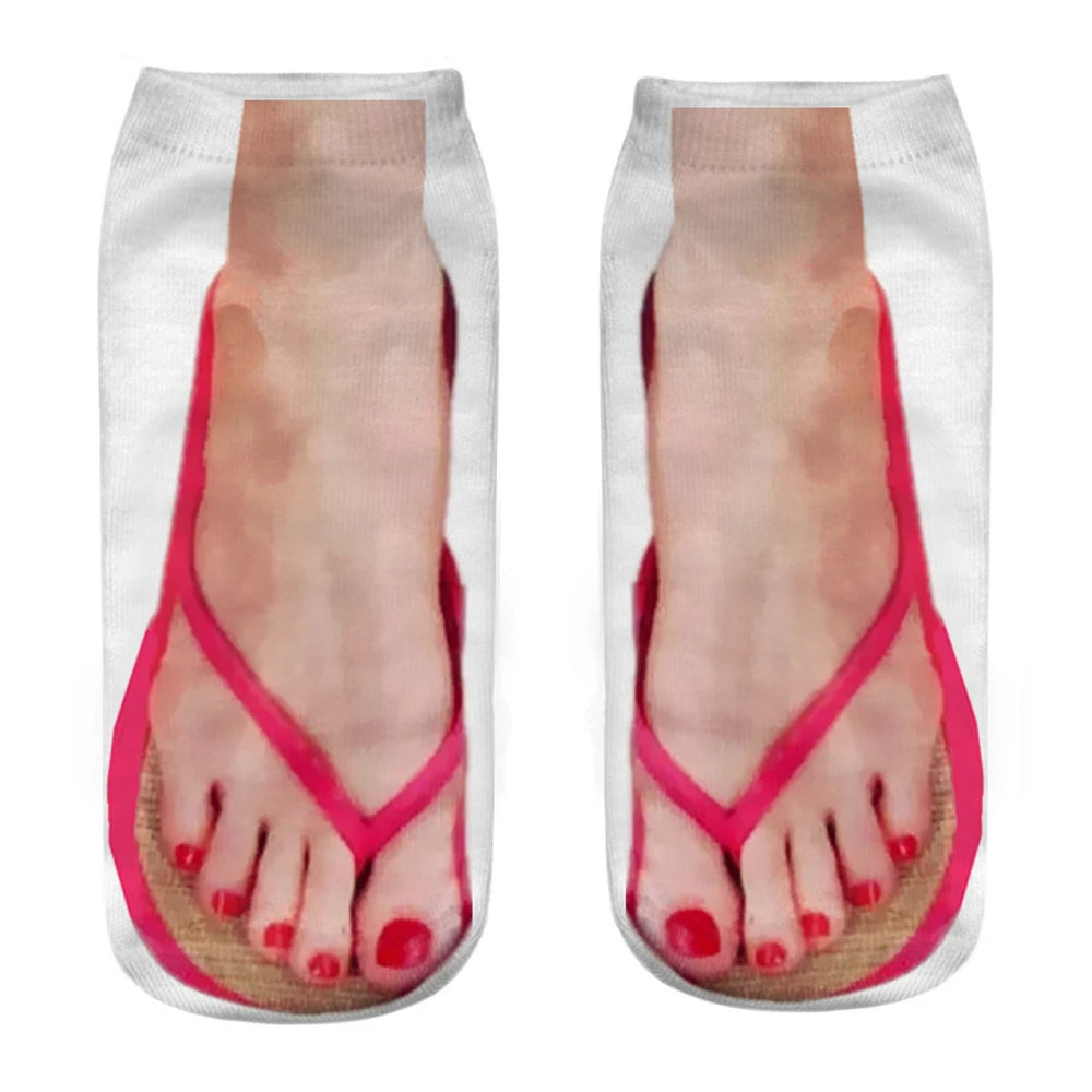 Unisex 3D Printed Skull Canvas Shoes Toe Flip Flops Funny Creative Pure Cotton Ankle Socks Halloween Christmas Gift New