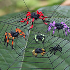 75/150/200cm Halloween Plush Simulation Spider Colorful Black Ghost House Bar Scary Big Spider Outdoor Decor Props Spider Web