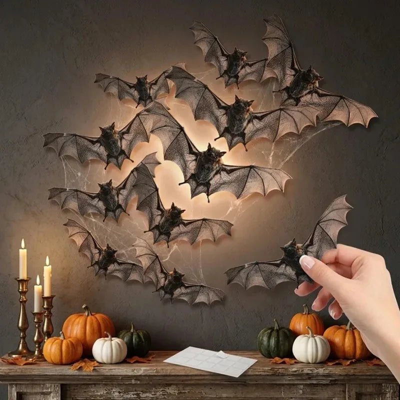 12/36Pack 3D Flying Bat Wall Stickers Realistic PVC Halloween Decorations Scary Bats for Window Door Home Party Spooky Supplies