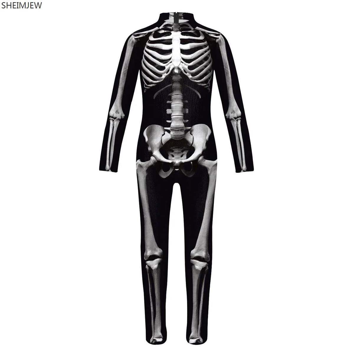 POP1 Children Punk Robot Cosplay Costumes Boys Girls Zentai Suit Muscle Skeleton Print Jumpsuit Halloween Party Kids Bodysuit