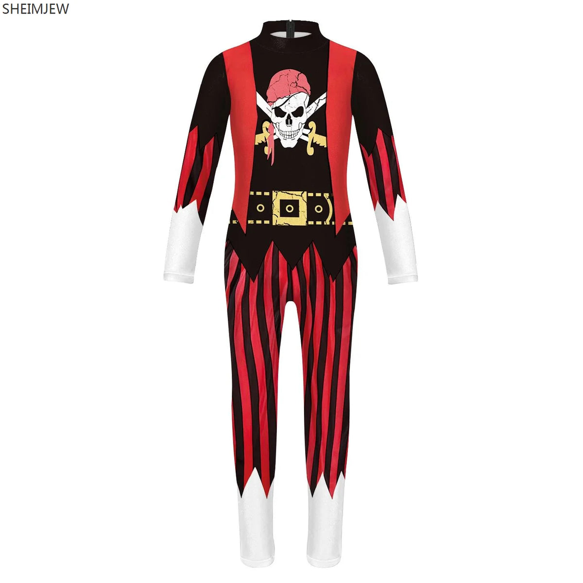 POP1 Children Punk Robot Cosplay Costumes Boys Girls Zentai Suit Muscle Skeleton Print Jumpsuit Halloween Party Kids Bodysuit
