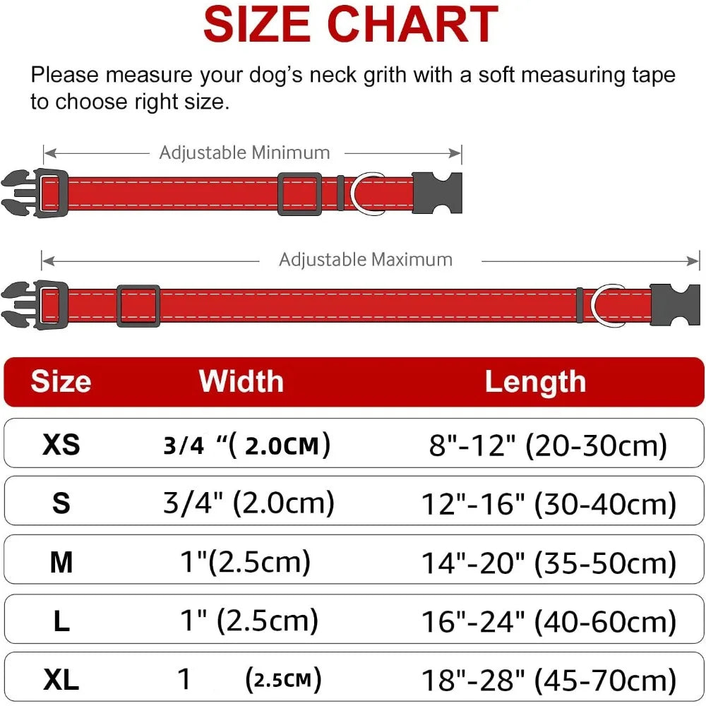 Adjustable Dog Collar, Soft Padded Nylon Collar with Buckle
