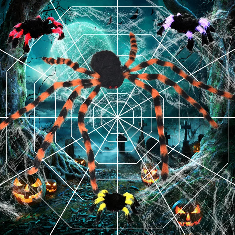 30/50/75/150/200cm Halloween Simulation Seven-Color/Black Spider Haunted House Bar Horror Outdoor Decoration Props Spider Web.